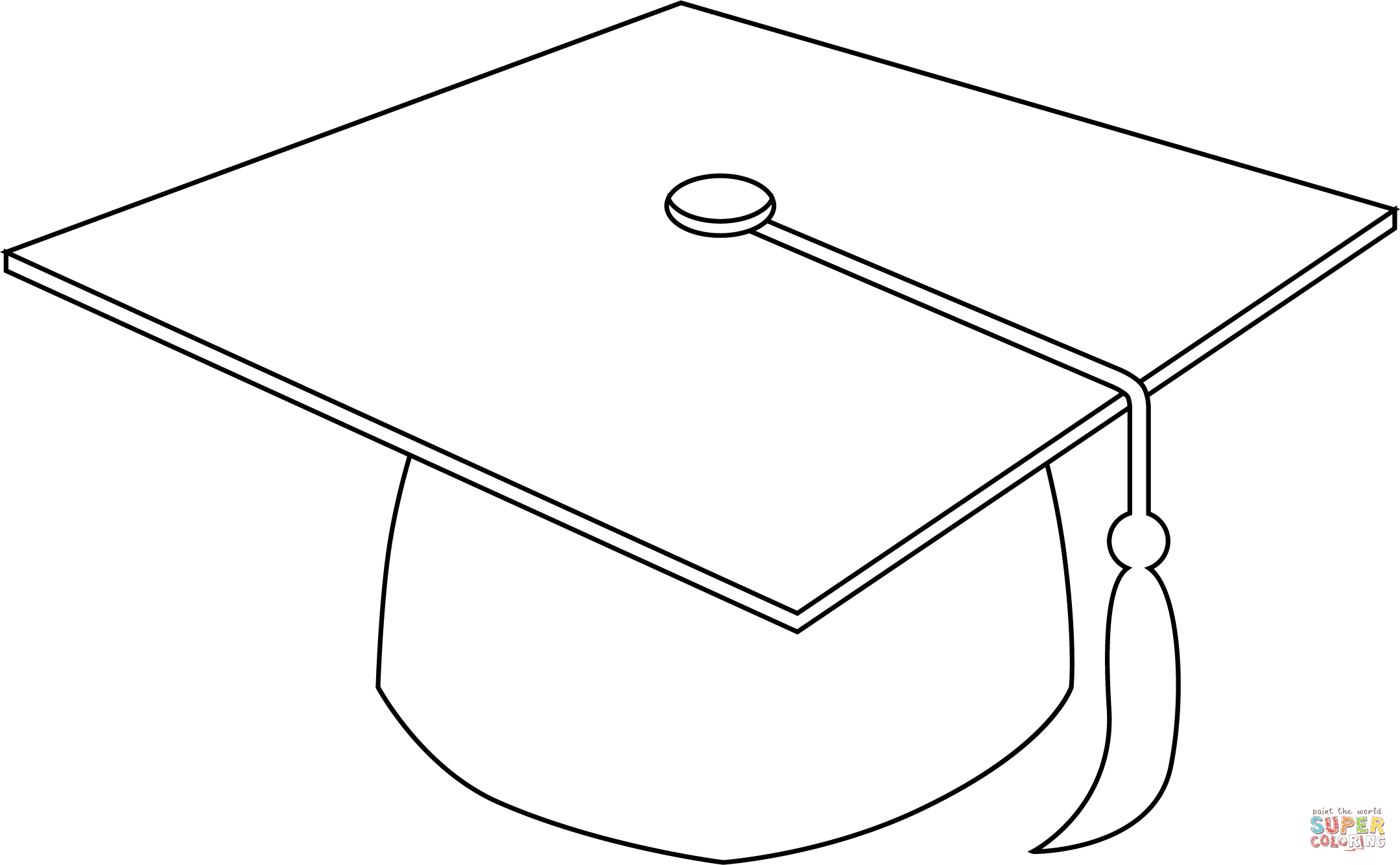 Graduation cap coloring page free printable coloring pages