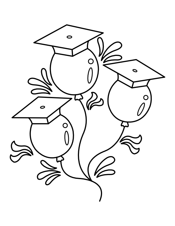 Printable balloons and graduation caps coloring page