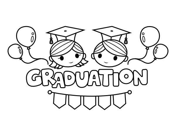 Printable cute graduation coloring page