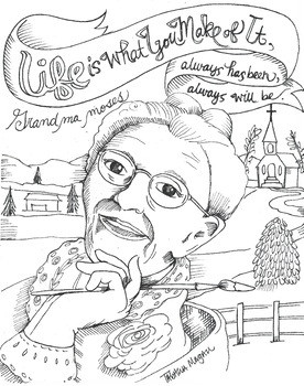 Grandma moses coloring page by the lost sock art teacher tpt