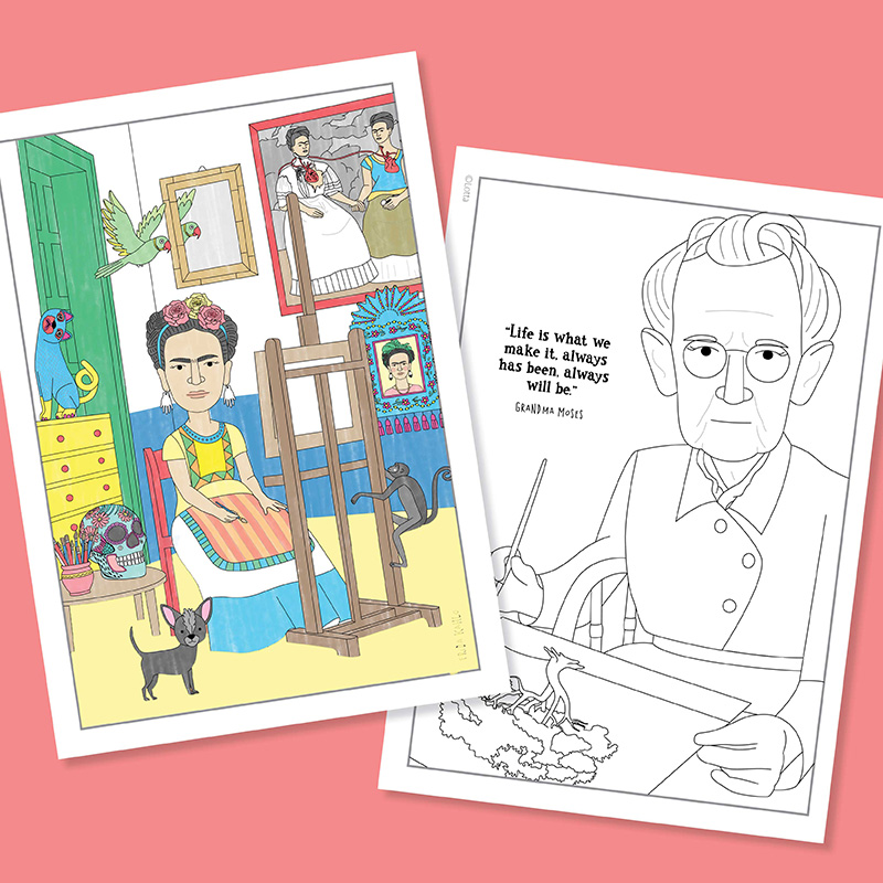 Famous artist colouring pages