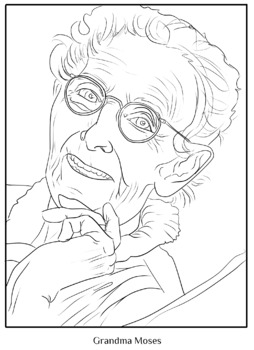 Grandma moses coloring page by art with amber tpt