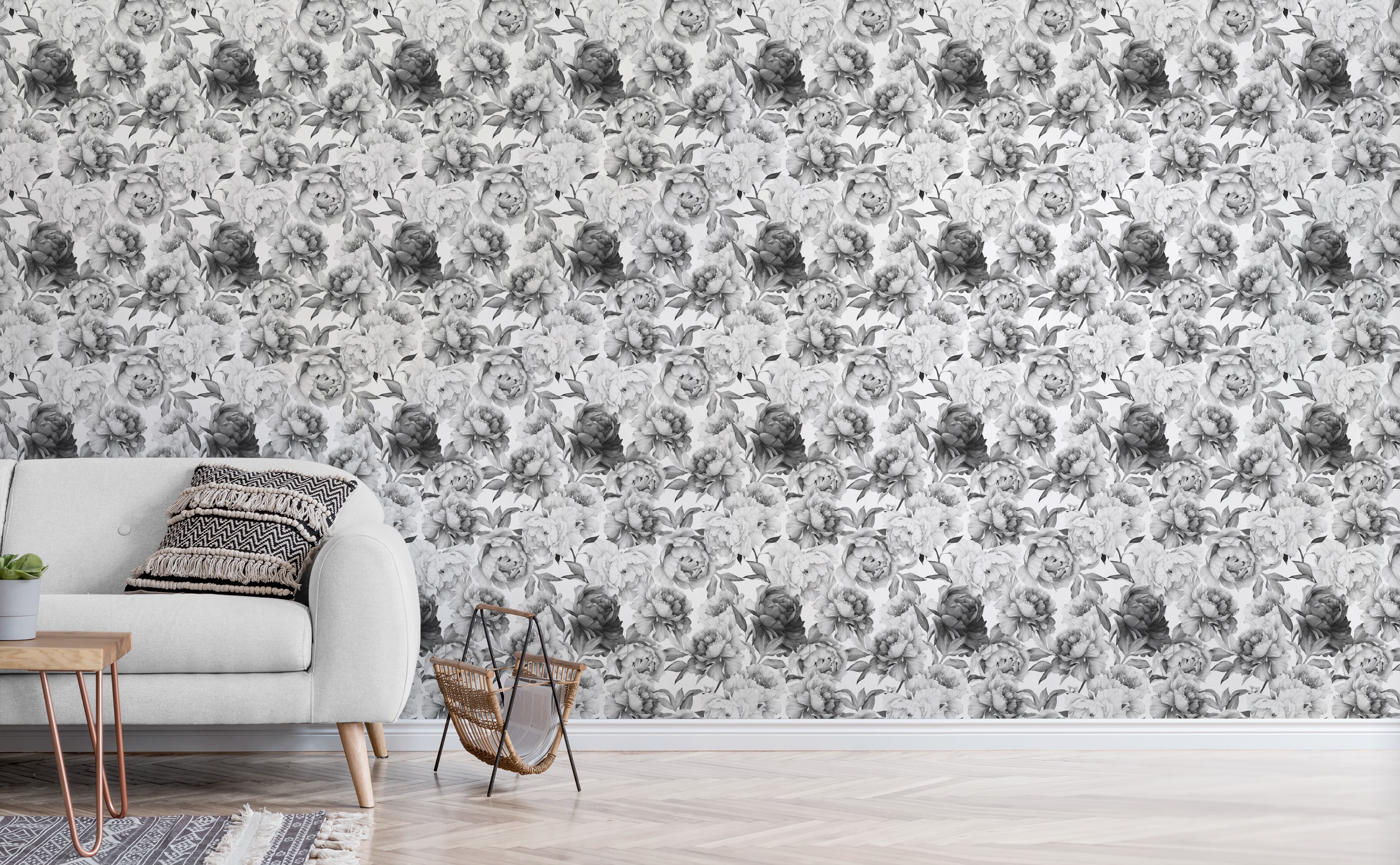 Bold floral pattern wallpaper for walls clara black white