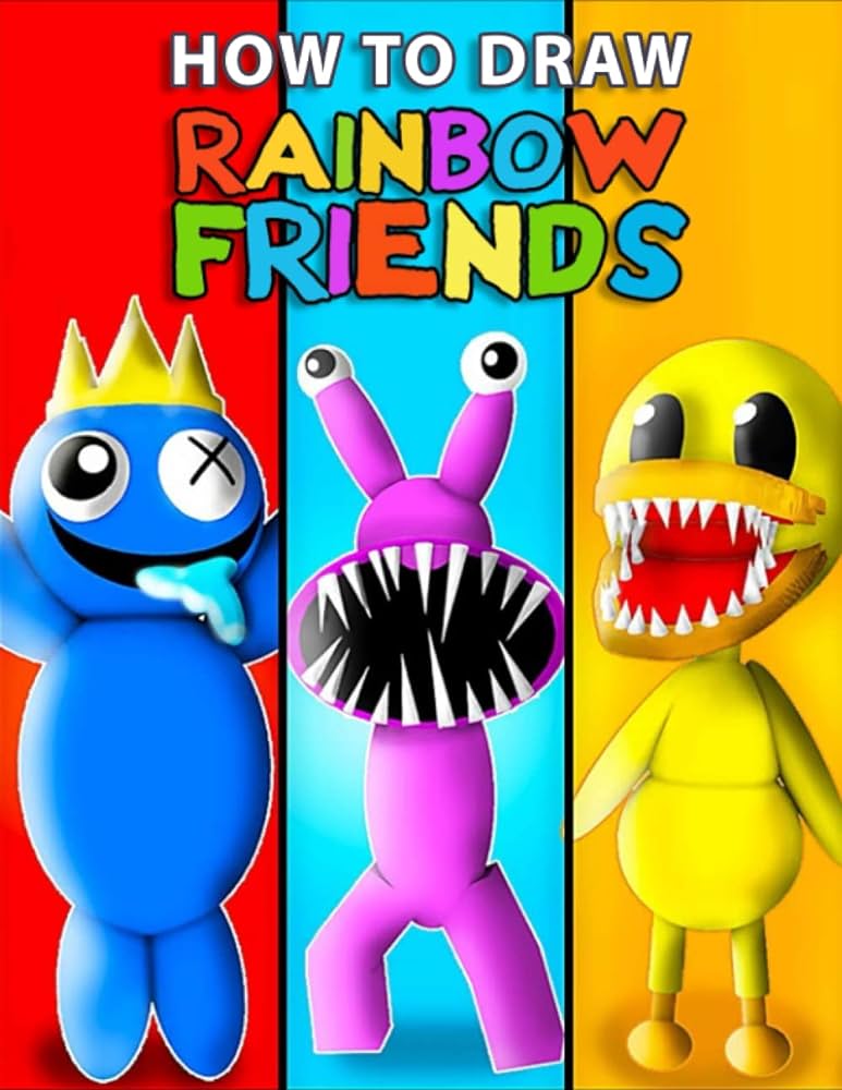 How to draw rainbow friends coloring pages easy drawing guide to draw and color blue orange purple green and many more by rainbow buddies