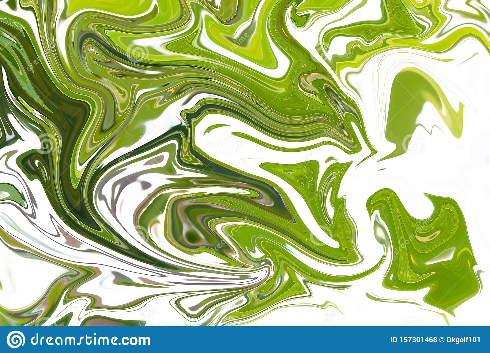Abstract green and white liquid marble swirl texture background stock photo
