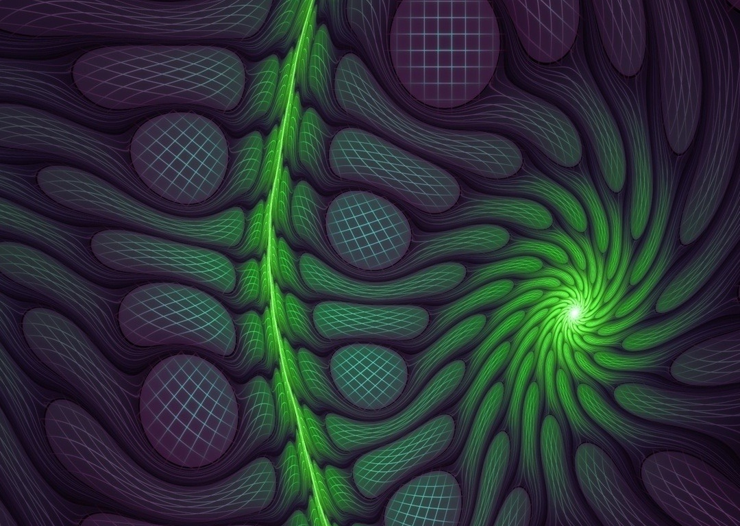 Fractal dark green swirl pattern wallpaper background