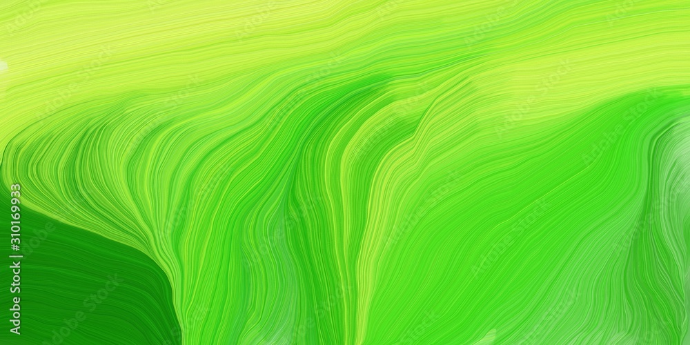 Modern soft swirl waves background design with moderate green green yellow and green color can be used as wallpaper background or texture