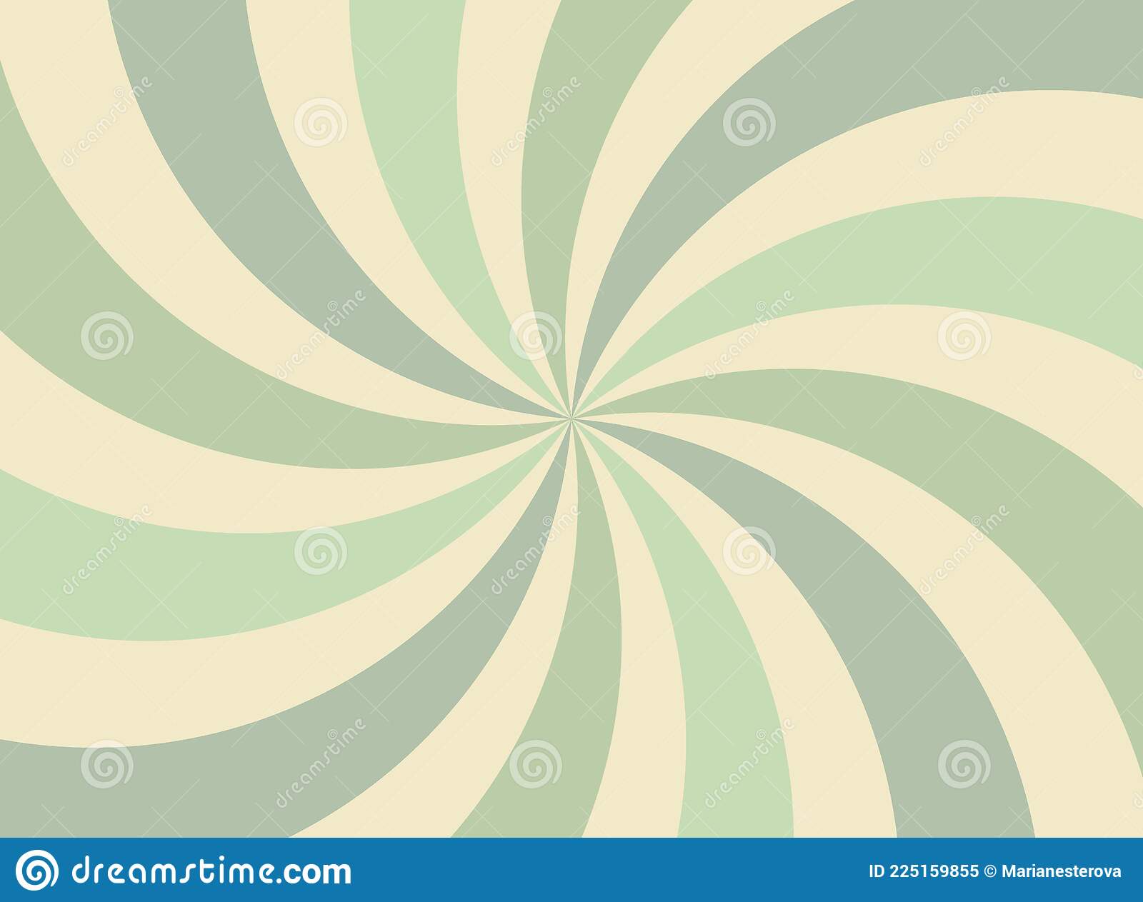 Sunlight horizontal spiral background sage green color burst wallpaper stock vector