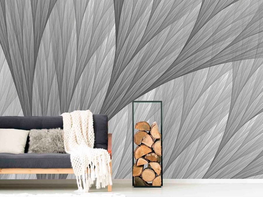 grey leaf wallpaper