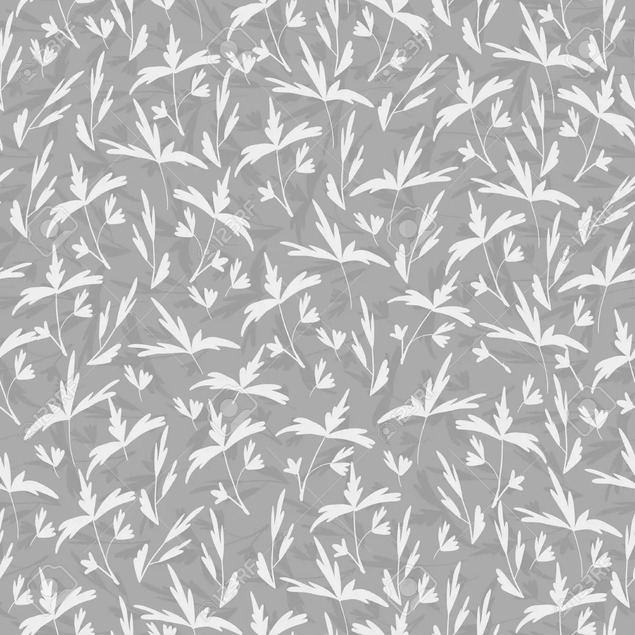 Trendy seamless floral print small grey leaves on dark grey background can be used for textile fabric wallpaper scrapbooking design vector royalty free svg cliparts vectors and stock illustration image