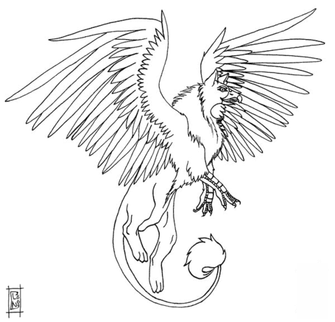 Akhor the griffin coloring page free printable coloring pages
