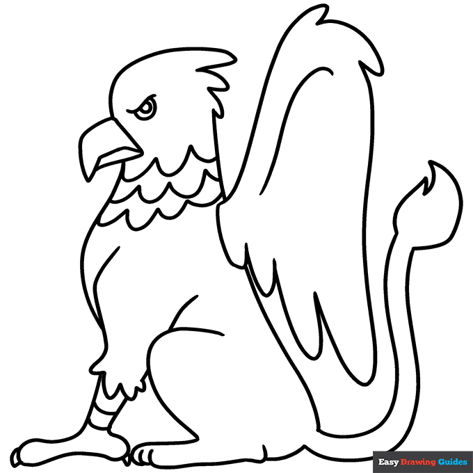 Griffin coloring page easy drawing guides