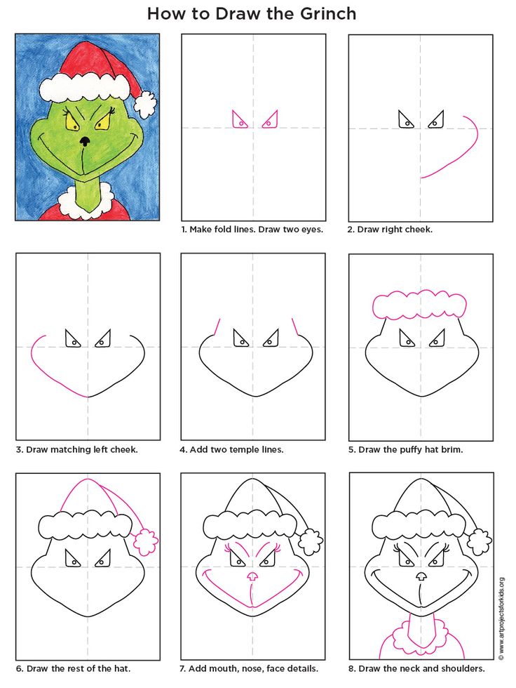Easy how to draw the grinch tutorial video and grinch coloring page christmas art projects christmas school kids art projects