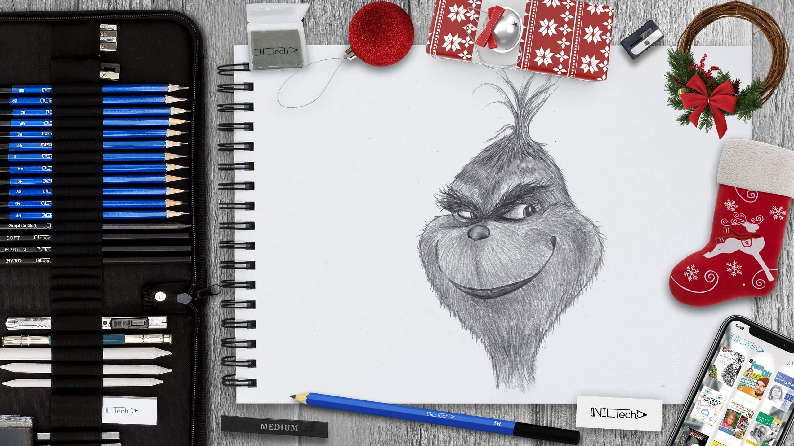 How to draw the grinch nil tech