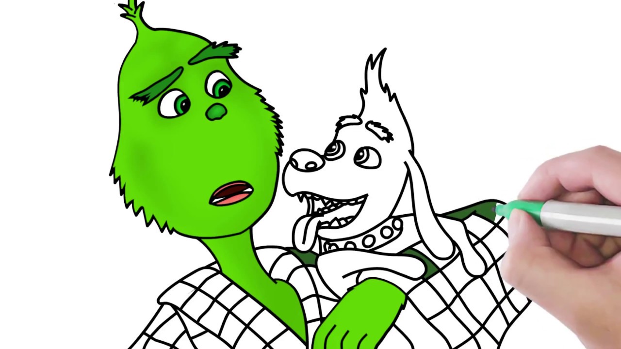 How to draw grinch and max coloring pages for kids