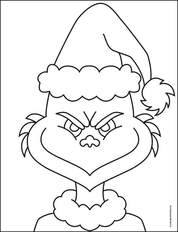 Easy how to draw the grinch tutorial video and grinch coloring page xmas drawing grinch coloring pages easy christmas drawings