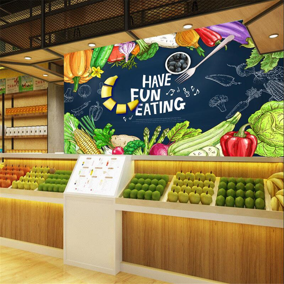 Custom fresh supermarket fruit and vegetable shop wall paper d modern minimalist farmers supermarket decor mural wallpaper dwallpapers