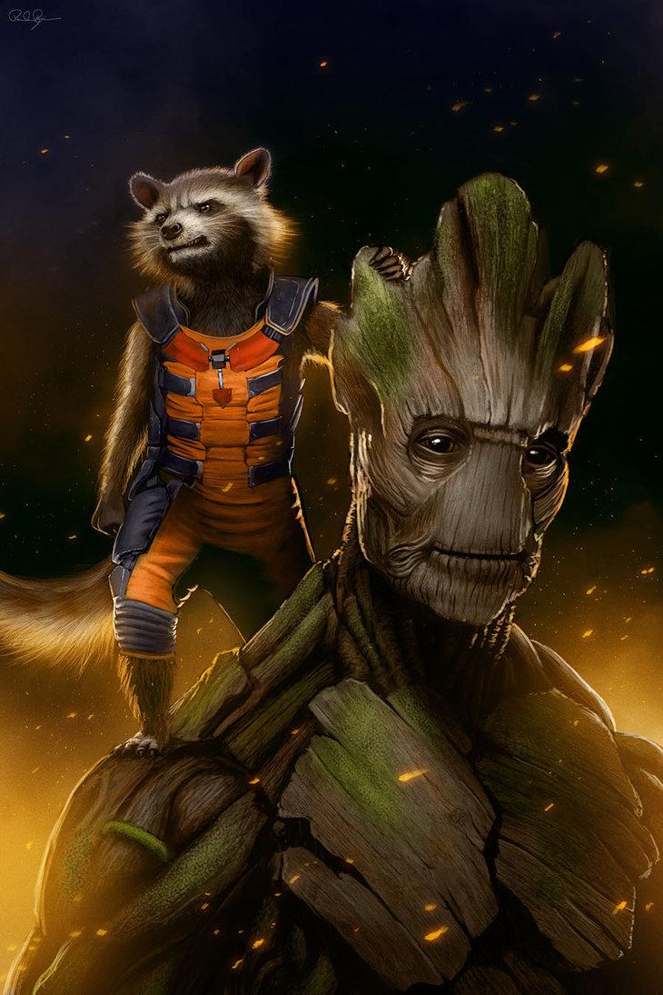 Groot and rocket wallpapers