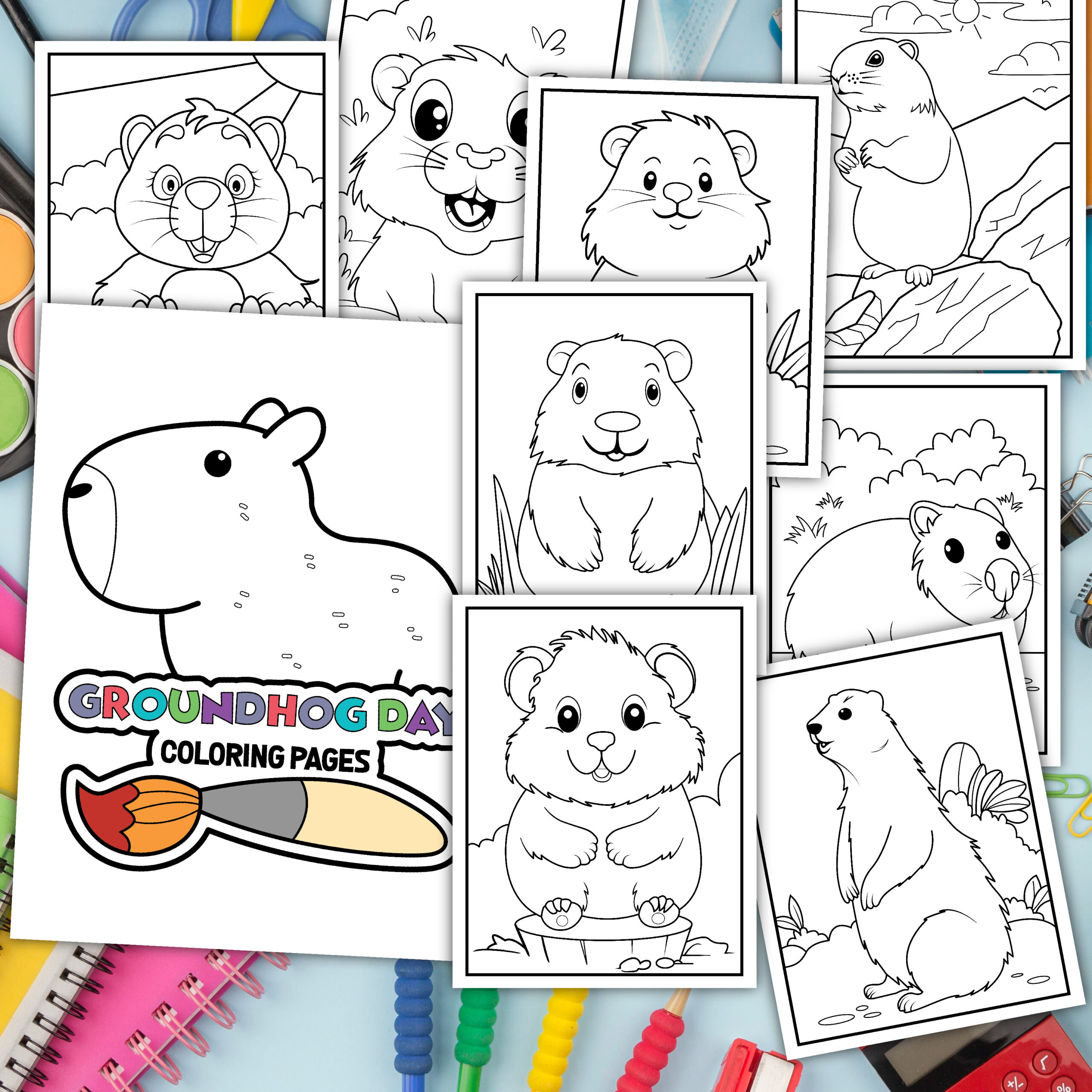 Free groundhog day coloring pages sheets