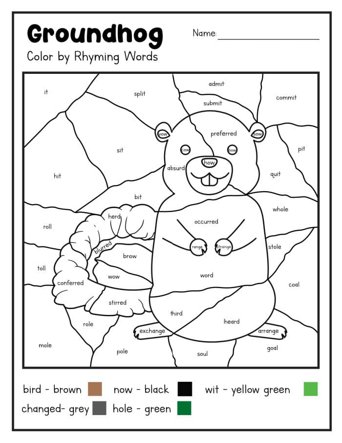 Free groundhog day coloring pages