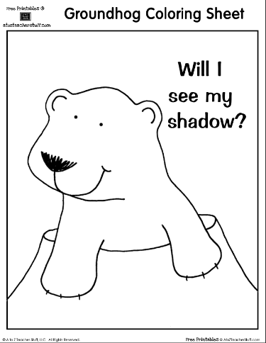 Groundhog day coloring sheet will i see my shadow a to z teacher stuff printable pages and worksheets