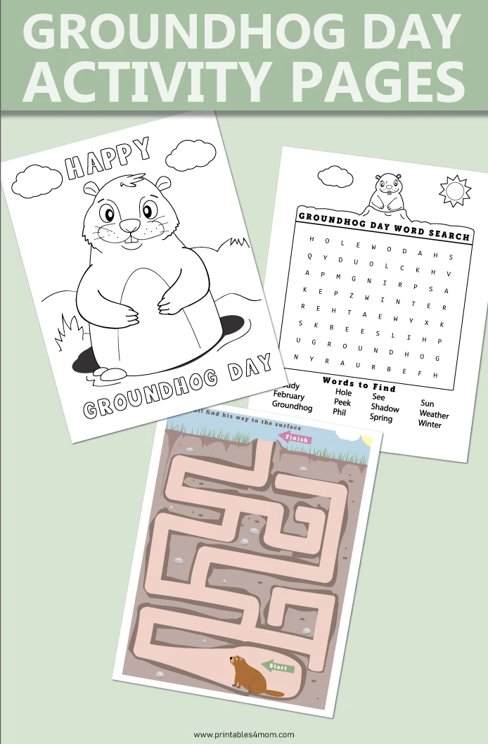 Printable groundhogs day activity pages