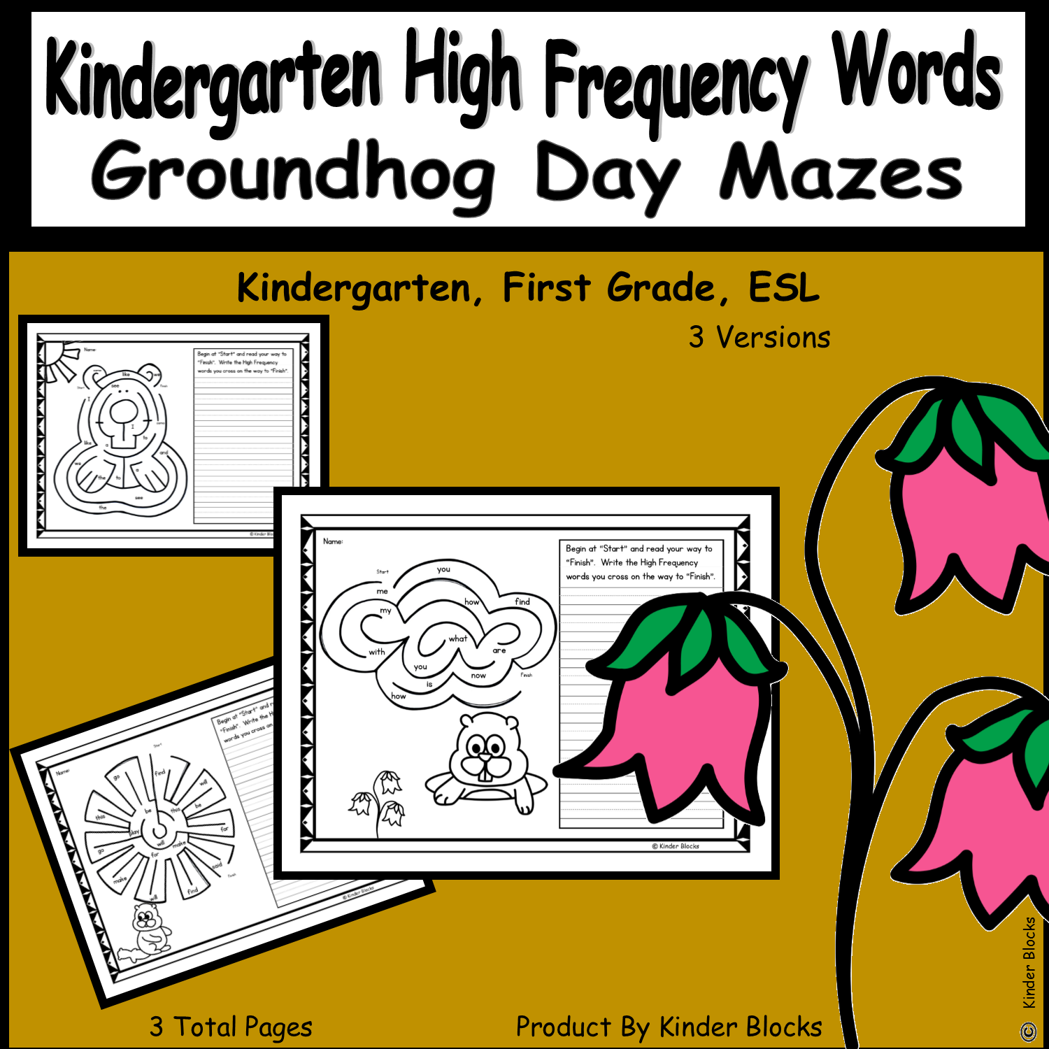 Groundhog day theme kindergarten high frequency word mazes made by teachers