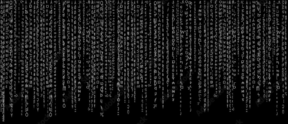 Matrix black and white on black backgroundputer virus and hacker screen wallpaper vector