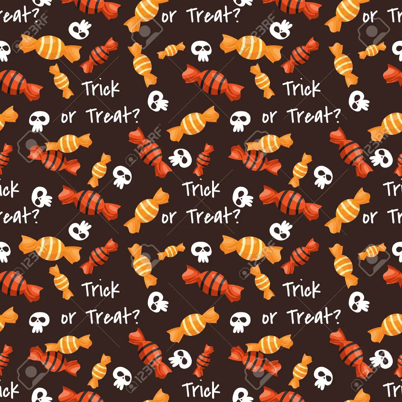 Halloween candy seamless pattern colorful halloween candies background with trick or treat text royalty free svg cliparts vectors and stock illustration image