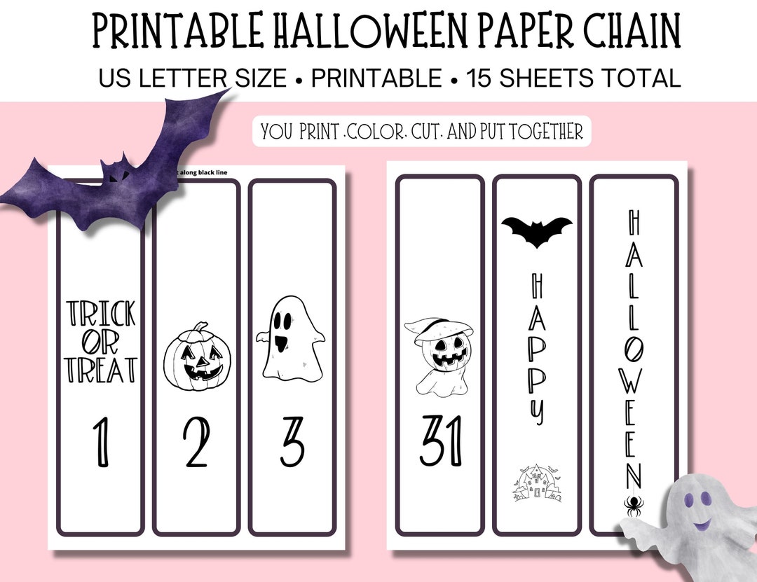 Paper chain for halloween countdown printable adorable paper chain to color and create your own countdown calendar to halloween