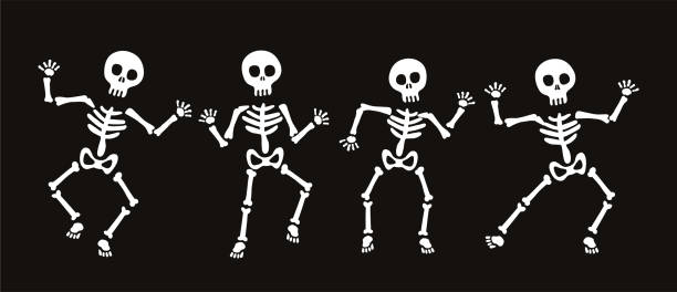 Set of skeleton for halloween stock illustration