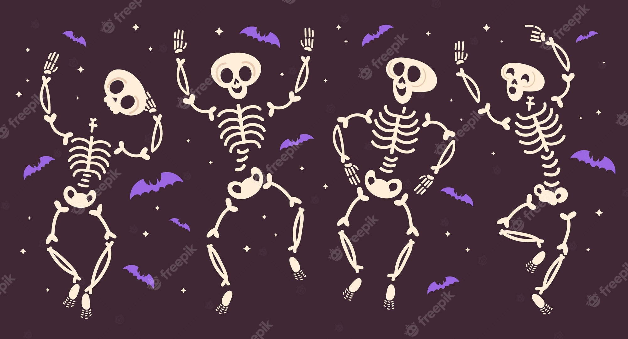Spooky skeleton vectors illustrations for free download