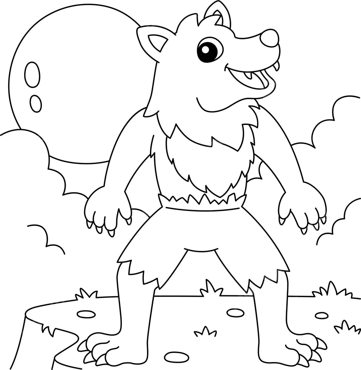 Werewolf halloween coloring page for kids creature vector kids vector wolf drawing halloween drawing ring drawing png and vector with transparent background for free download