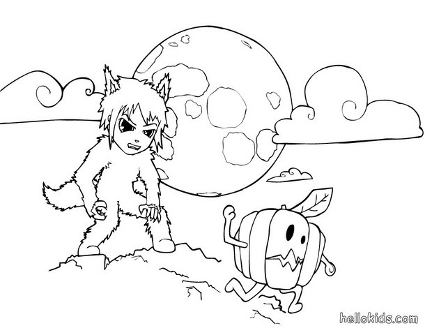 Frigthful werewolf coloring pages