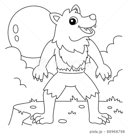 Werewolf halloween coloring page for kids