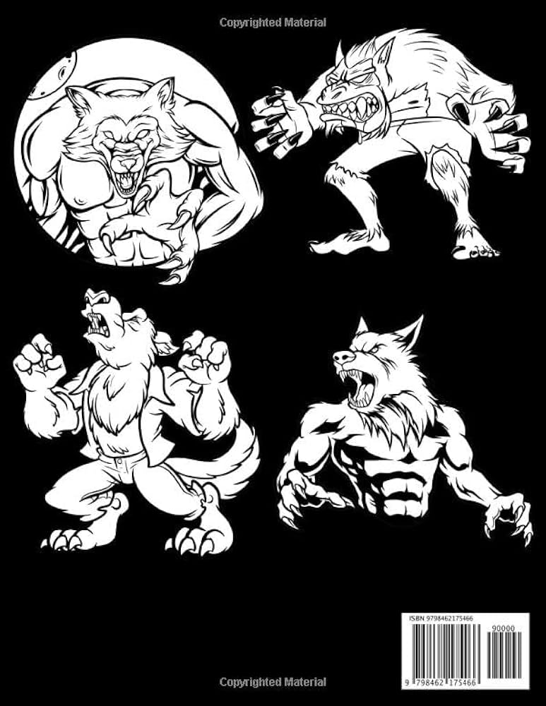 Werewolf coloring book scary halloween werewolves coloring pages for kids and adults by wolfdottir audhild