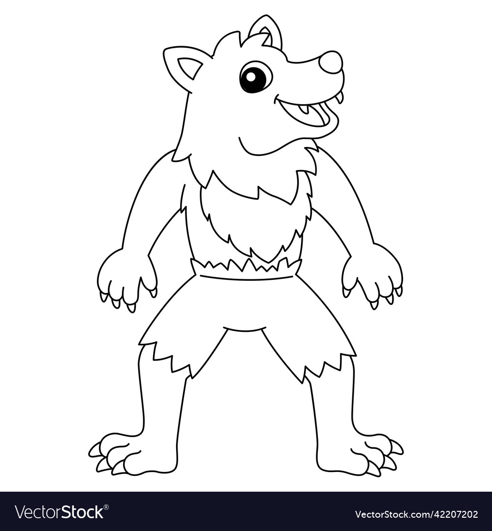 Werewolf halloween coloring page isolated for kids