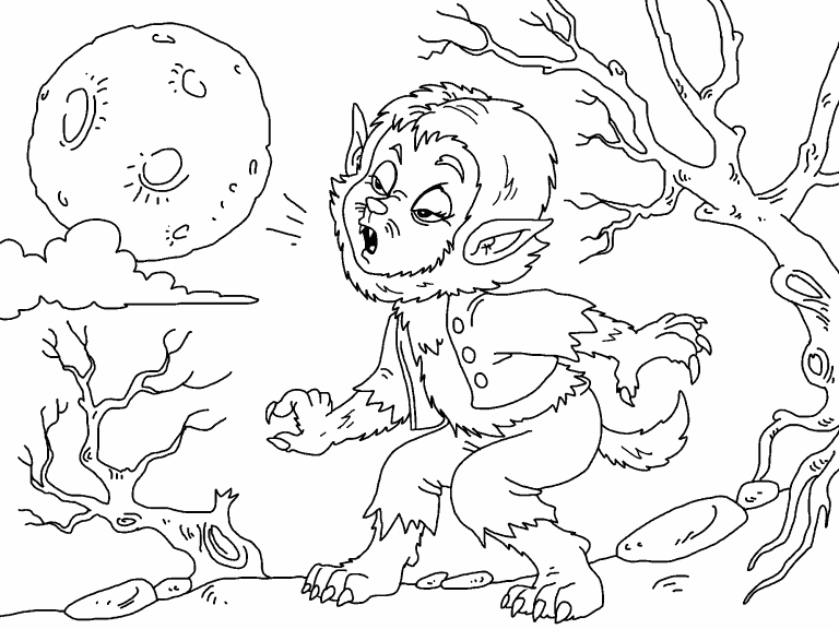 Free coloring page oct werewolf kid