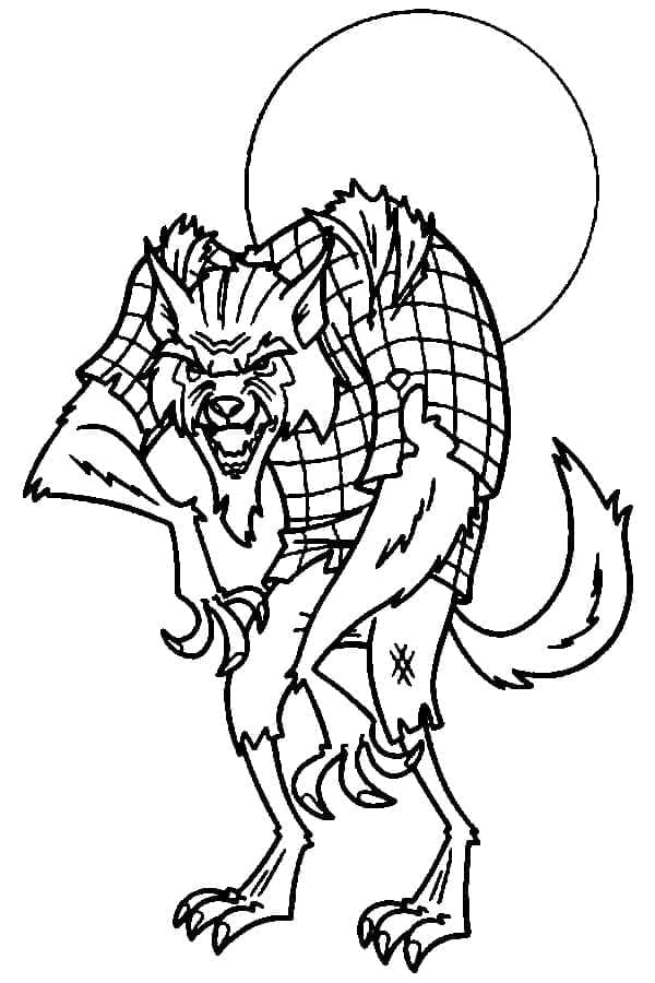 Halloween werewolf image coloring page