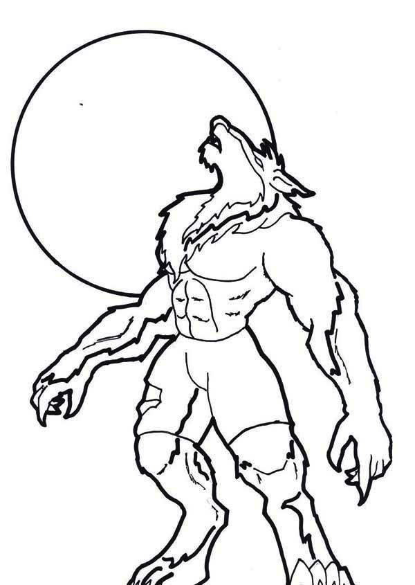 Scary sound of howling werewolf coloring page coloring sun halloween coloring coloring pages halloween coloring pages