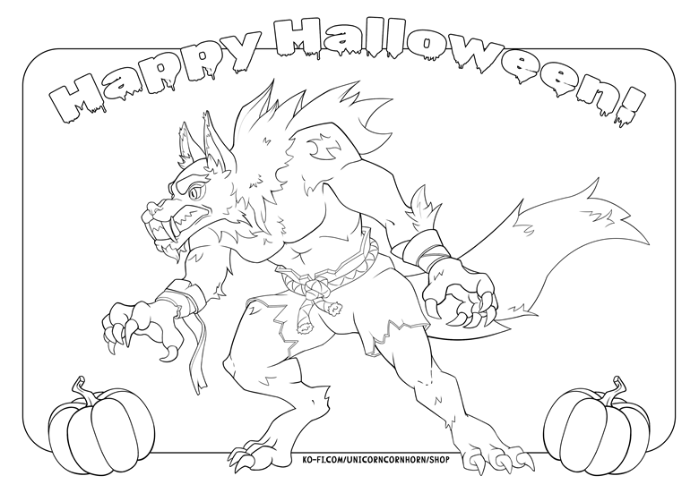 Werewolf coloring page png