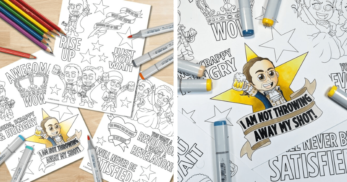 You can print your own hamilton adult coloring book and im not throwing away my shot