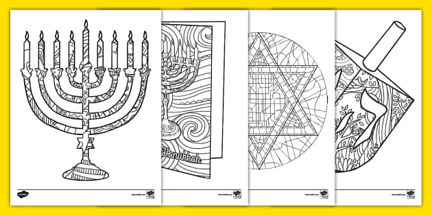 Hanukkah colori pages printable activity usa