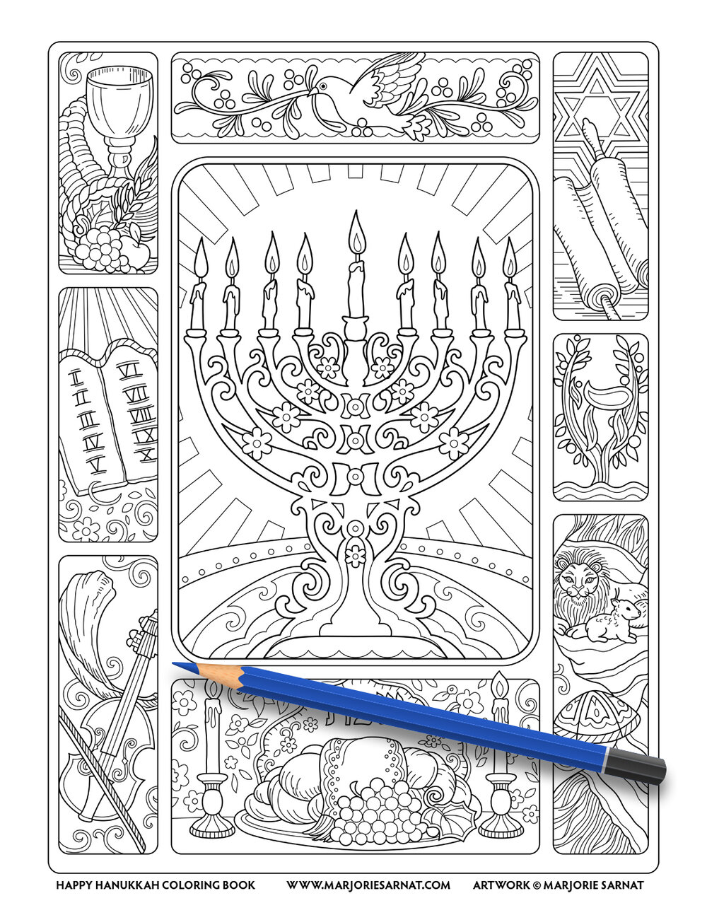 Happy hanukkah â marjorie sarnat design illustration