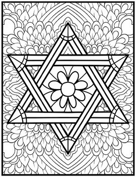 Hanukkah coloring pages mindfulness coloring sheets mandala by qetsy