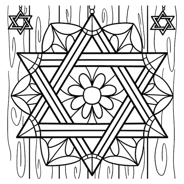 Premium vector hanukkah star of david coloring page for kids