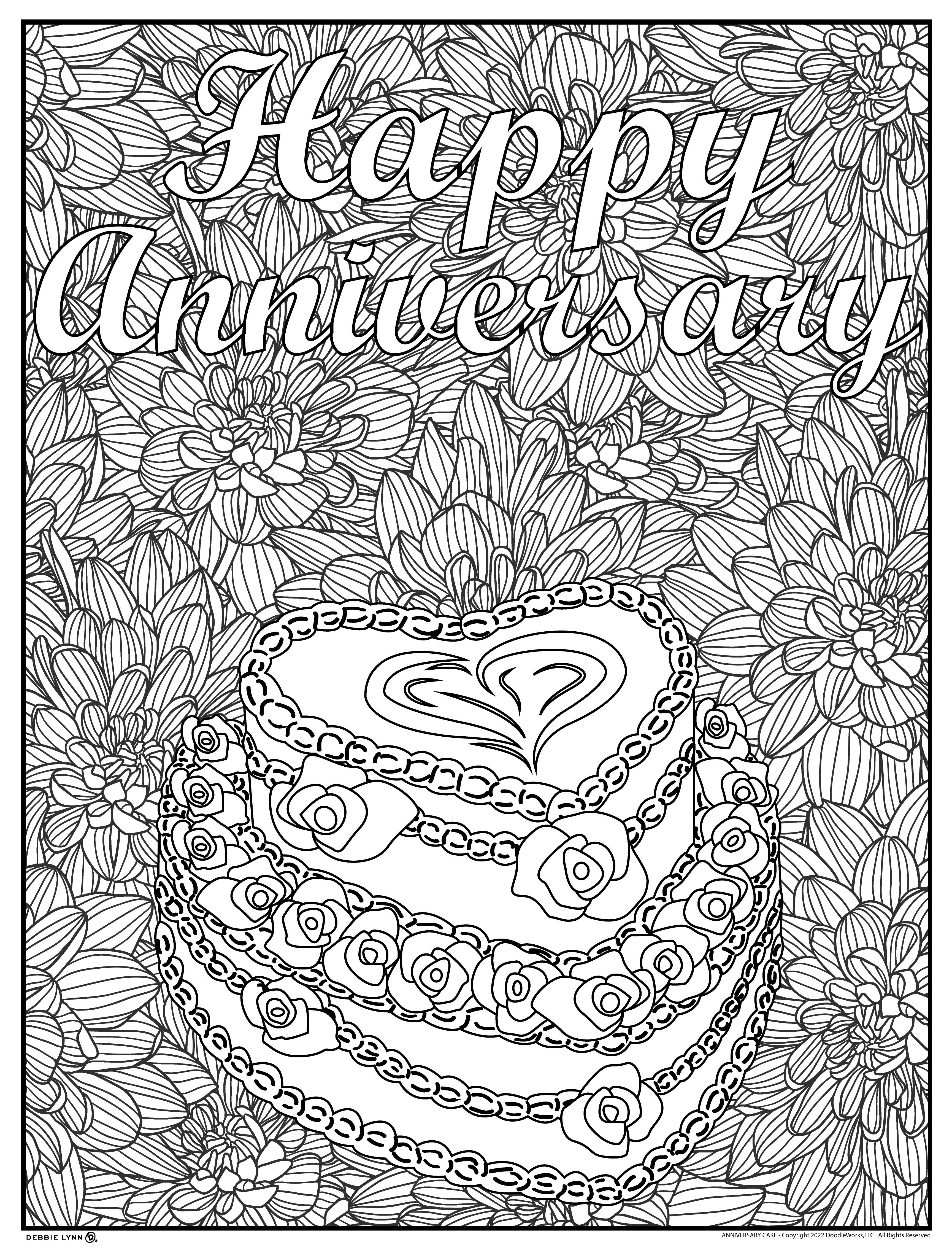 Anniversary cake personalized giant coloring poster x â debbie lynn