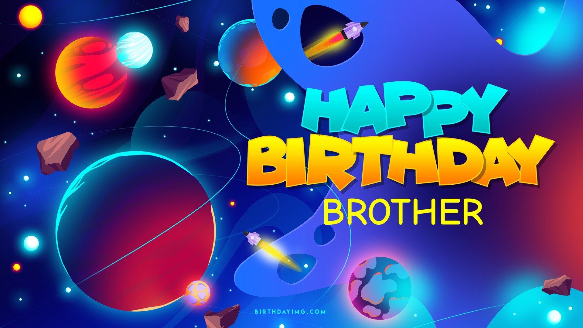Free for brother happy birthday wallpaper with space and planets