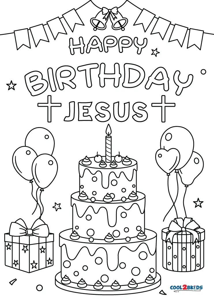 Free printable happy birthday jesus coloring pages for kids