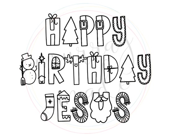 Happy birthday jesus christmas coloring sheet download instant download